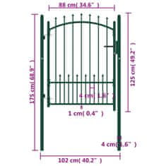 Vidaxl Plotová branka s hroty ocel 100 x 125 cm zelená