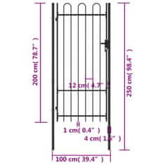 Vidaxl Zahradní branka s obloukem ocelová 1 x 2 m černá