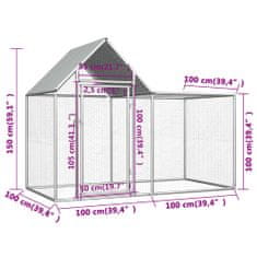 Vidaxl Klec pro kuřata 2 x 1 x 1,5 m pozinkovaná ocel