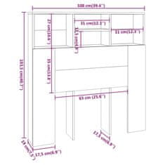 Vidaxl Čelo postele s úložným prostorem betonově šedé 100x19x103,5 cm