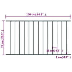 Vidaxl Plotový dílec ocel s práškovým lakem 1,7 x 0,75 cm uhlový