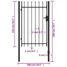 Vidaxl Zahradní branka s hroty ocelová 1 x 1,5 m černá