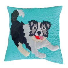 Handy Pets Patchwork - Povlak na dětský polštářek - Border kolie - mint 42 x 42 cm