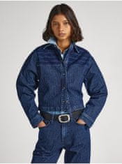 Pepe Jeans Modrá dámská proužkovaná džínová bunda Pepe Jeans Mika Stripe XS