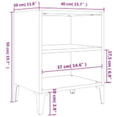 Vidaxl Noční stolky s kovovými nohami 2 ks kouřový dub 40 x 30 x 50 cm