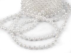 Kraftika 1cívka bílá perlový řetěz 4 mm, borty a korálky na šňůře