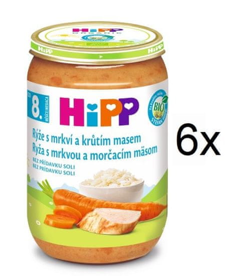 HiPP BIO Rýže s mrkví a krůtím masem - 6x220g