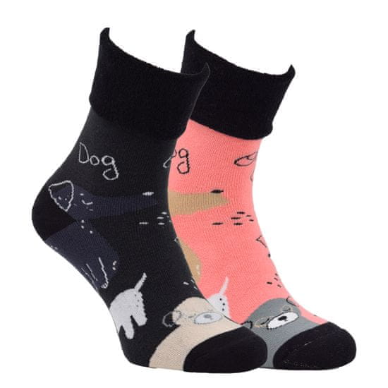 OXSOX Dámské bavlněné froté vzorované ohrnovací ponožky 6502023 2pack