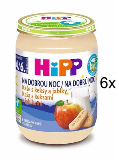 HiPP BIO Kaše na dobrou noc s keksy a jablky 6×190 g