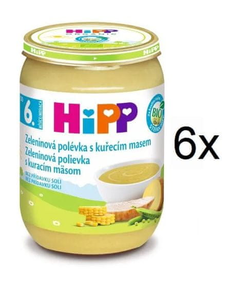 HiPP BIO Zeleninová s kuřecím masem 6 x 190 g