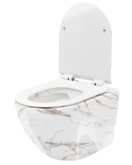 REA Závěsná WC mísa s prkénkem Carlos Slim hnědý mramor