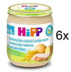 HiPP BIO Brambory a kukuřice s krůtím masem - 6 x 125g