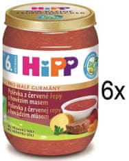 HiPP Malý Gurmán BIO Polévka z červené řepy s hovězím masem od 6. měsíce, 6 x 190 g