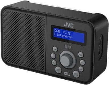 klasický radiopřijímač jvc ra-e313-dab tuner dab fm tuner nabíjecí baterie Bluetooth technologie sleep budík