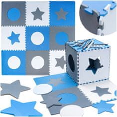 shumee Pěnová podložka puzzle pro děti 180x180cm, 9 prvků, šedá a modrá