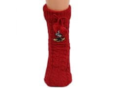 sarcia.eu Mickey a Minnie Mouse Disney Červené teplé ponožky s bambulí, protiskluzové, OEKO-TEX 39-42 EU 