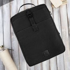 PAOLO PERUZZI Pánský batoh na notebook Black Cotton Canvas A4 Backpack