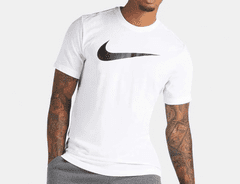 Nike Dri-FIT Park SWOOSH T-Shirt pro muže, L, Tričko, White/Black, Bílá, CW6936-100