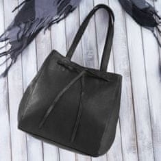 PAOLO PERUZZI Dámská kabelka přes rameno Black Shopper Handbag Leather