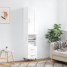 Greatstore Skříň highboard bílá s vysokým leskem 34,5x34x180 cm kompozit