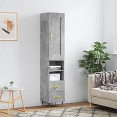 Greatstore Skříň highboard betonově šedá 34,5x34x180 cm kompozitní dřevo