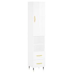 Vidaxl Skříň highboard bílá s vysokým leskem 34,5x34x180 cm kompozit