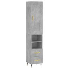 Vidaxl Skříň highboard betonově šedá 34,5x34x180 cm kompozitní dřevo