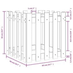 Vidaxl Zahradní truhlík plotový design 50x50x50 cm masivní borovice