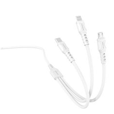 OEM Datový kabel 3v1 (USB typu C + iPhone Lightning + Micro USB) 1m Denmen D05E bílý