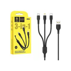 OEM Datový kabel 3v1 (USB typu C + iPhone Lightning + Micro USB) 1m Denmen D05E černý