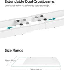 Songmics Nastavitelný elektrický rám stolu 107-175 cm bílý