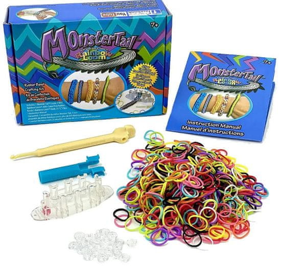 Rainbow Loom Monster-Tail - cestovní set - výrobky a náramky z gumiček