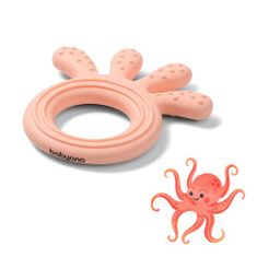 BabyOno Kousátko silikonové Octopus růžové
