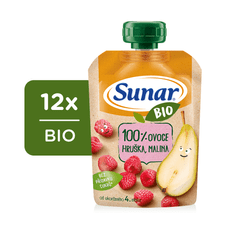 Sunar BIO ovocná kapsička hruška, malina 12 x 100 g