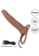 California Ex Novel CalExotics Rechargeable Dual Penetrator Brown skin tone / přídavný penis