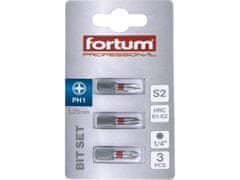 Fortum Hrot křížový phillips, sada 3ks, PH 1x25mm, S2