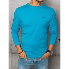 Dstreet Pánské tričko s dlouhým rukávem modré lx0538 3XL