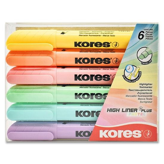 Kores Zvýrazňovač High Liner Pastel sada 6 barev