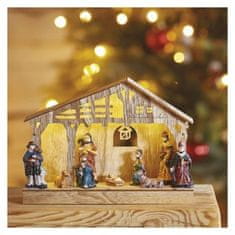 Emos Dřevěný LED vánoční betlém Betla s časovačem 19 cm teplá bílá