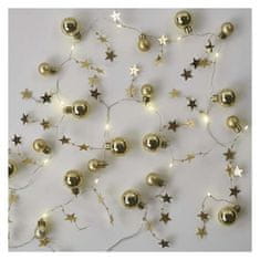 Emos LED vánoční girlanda Zlaté koule s hvězdami 1,9 m teplá bílá