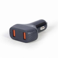 Gembird Nabíječka do auta, 2x USB, fast charger, QC3.0, 36 W, černá