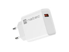 Natec Universální nabíječka RIBERA 18W 1X USB-A, bílá