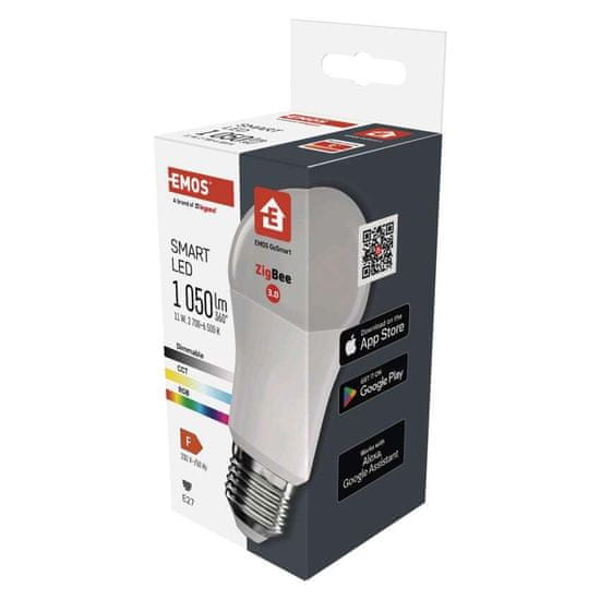 Emos EMOS Chytrá LED žárovka GoSmart A60 / E27 / 11 W (75 W) / 1 050 lm / RGB / stmívatelná / Zigbee ZQZ515R