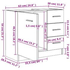 Vidaxl Skříňka pod umyvadlo betonově šedá 63 x 30 x 54 cm dřevotříska