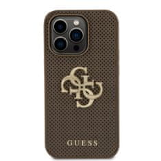 Guess hard obal na iPhone 15 PRO 6.1" Taupe 4G Glitter Metal Logo