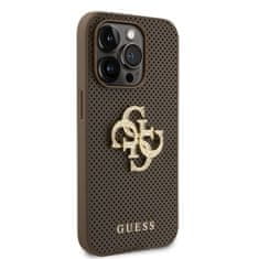 Guess hard obal na iPhone 15 PRO 6.1" Taupe 4G Glitter Metal Logo