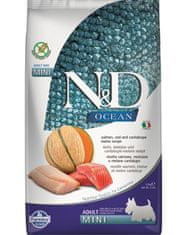 Farmina Granule pro psy N&D dog OCEAN (GF) adult mini, losos, treska a meloun 2,5 kg