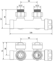 Mexen Dvouúhlový radiátorový ventil d50, bílá (W907-000-20)