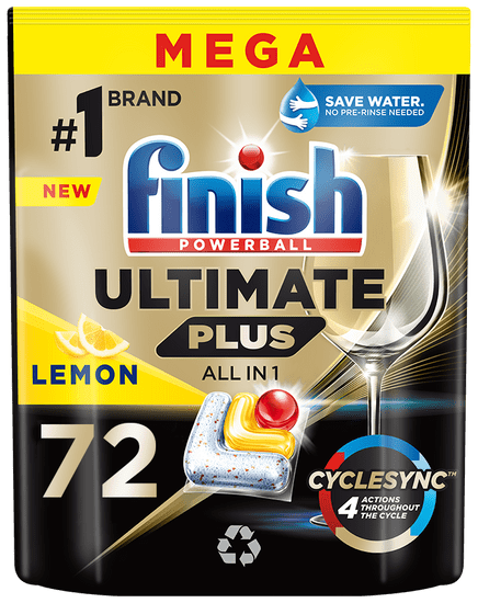 Finish Ultimate Plus All in 1 kapsle do myčky nádobí Lemon 72 ks