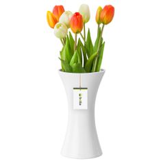 botle Keramická váza na květiny Bílý lesk V 22,3 cm D 6 cm Dekorativní stolní váza Hodinové sklo Květiny Dekorace Orchidej Moderní glamour